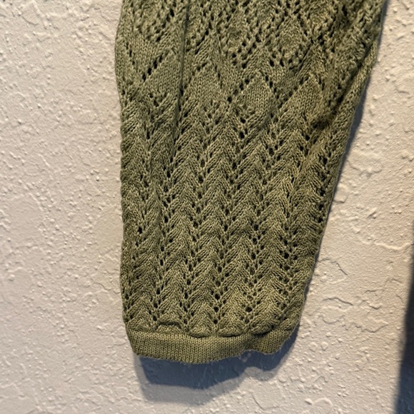 Crystal-Kobe Sage Green Textured Cardigan Lightweight XL 3/4 Sleeve Knit Sweater - Picture 5 of 9